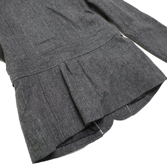 La Redoute Wool Blend Blazer Jacket Grey Herringbone Pattern Classic Ruffles - Picture 10 of 13